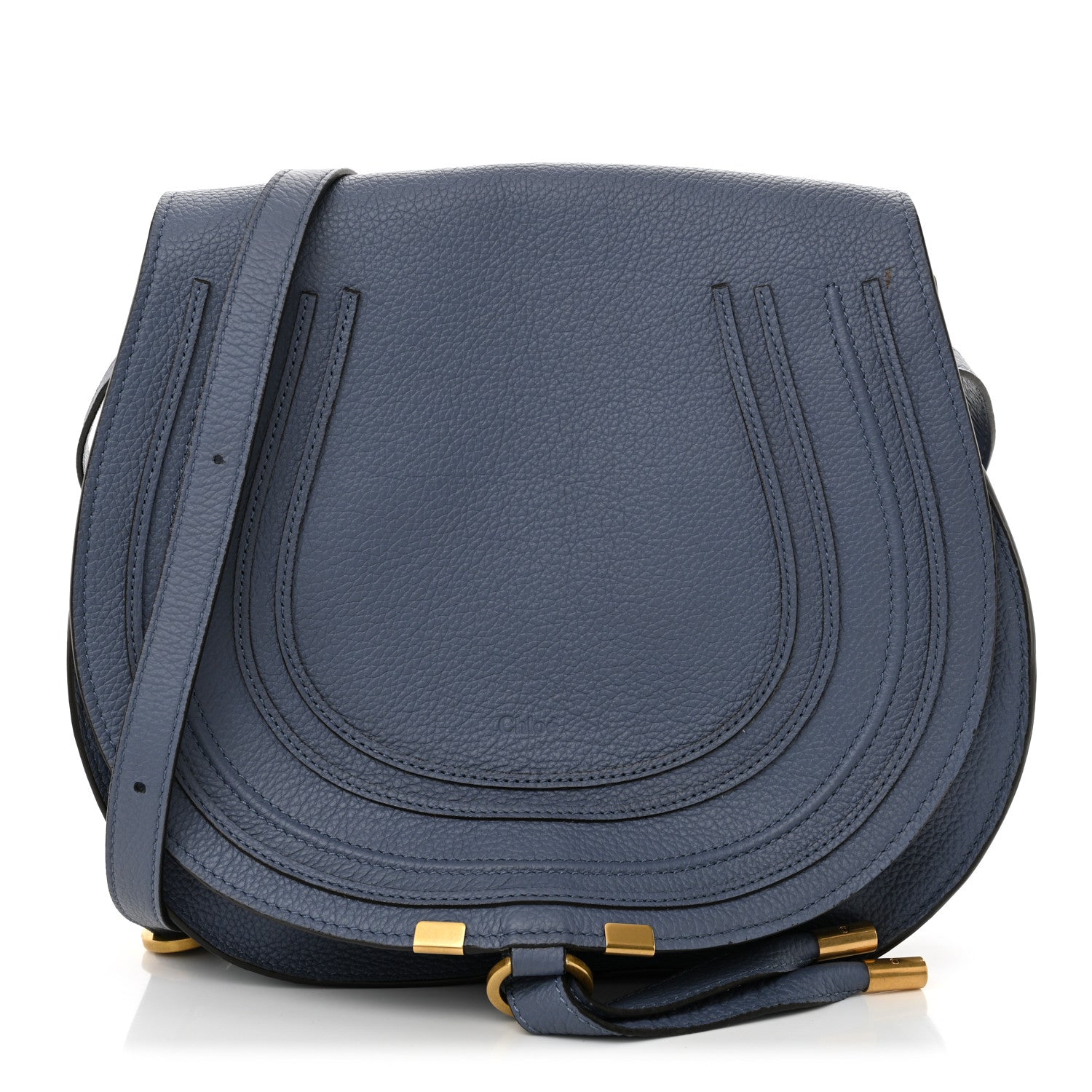Chloe Grained Calfskin Medium Marcie Saddle Bag Graphite Navy 1 of 11