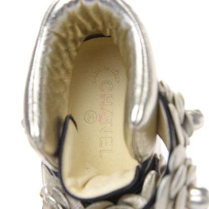 Chanel Metallic Lambskin Camellia High Top Sneakers 36 Gold 8 of 9