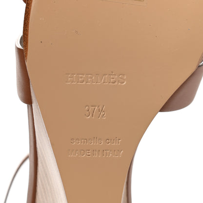 Hermes Calfskin Legend Wedge Sandals 37.5 Gold 5 of 13