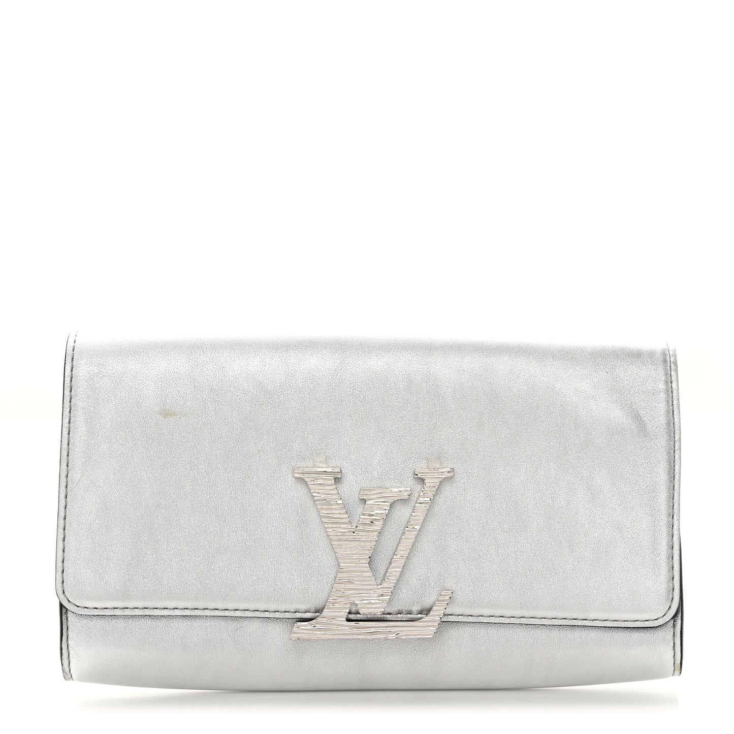 Metallic Calfskin Louise EW Lock Clutch Silver