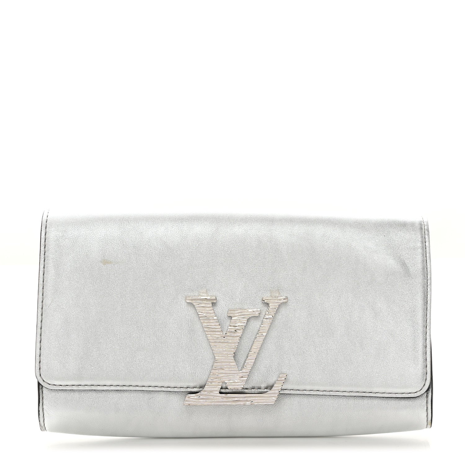 Louis Vuitton Metallic Calfskin Louise EW Lock Clutch Silver 1 of 9
