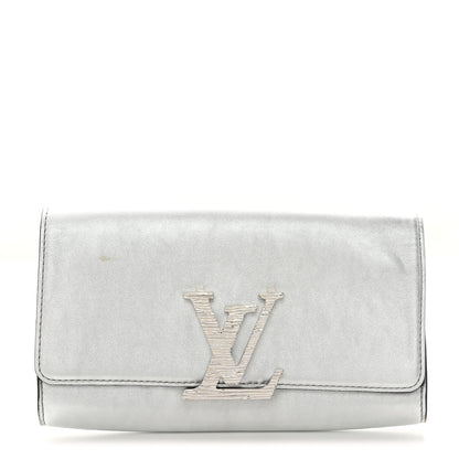 Louis Vuitton Metallic Calfskin Louise EW Lock Clutch Silver 1 of 9