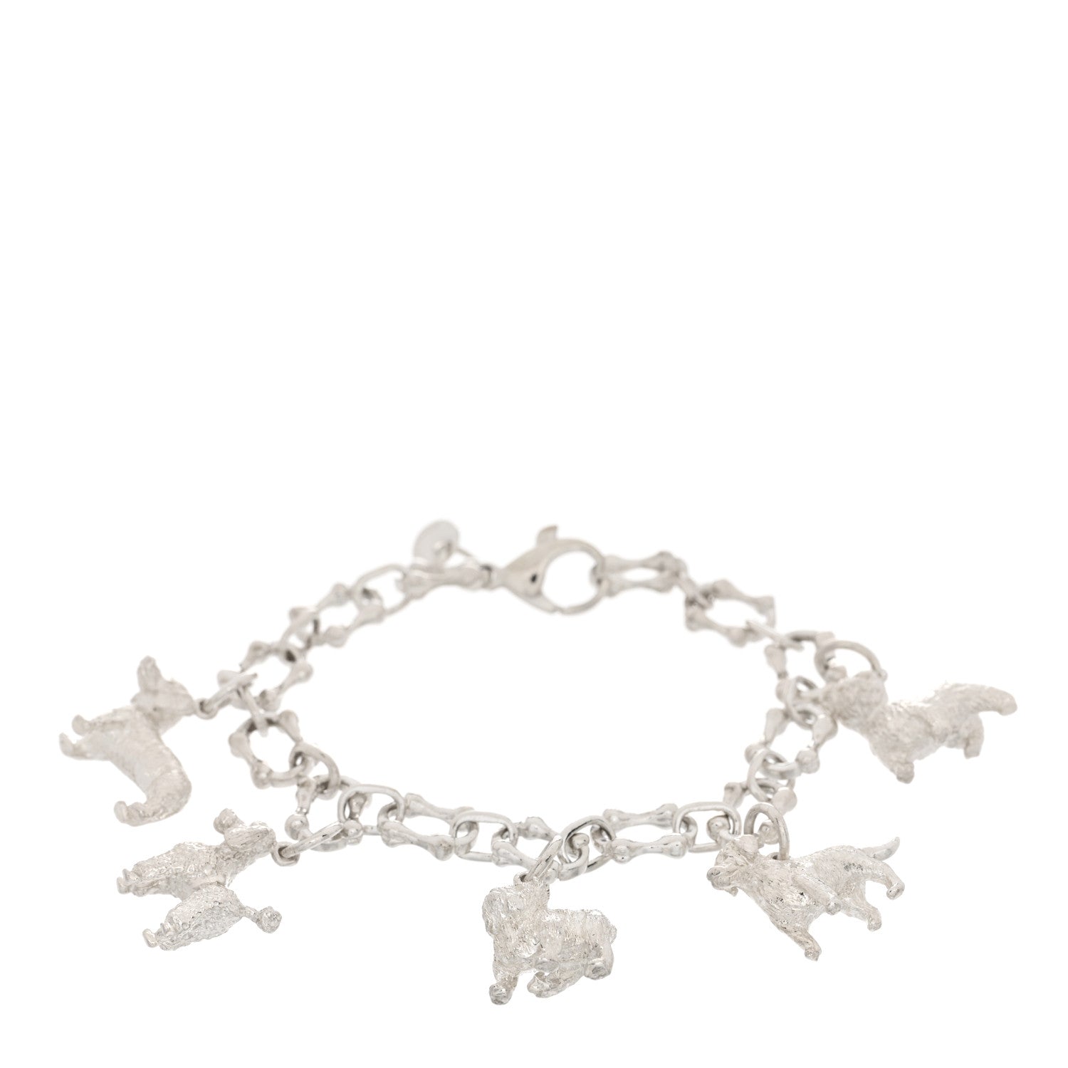 Tiffany Sterling Silver Five Dog Charm Bone Link Bracelet 1 of 3