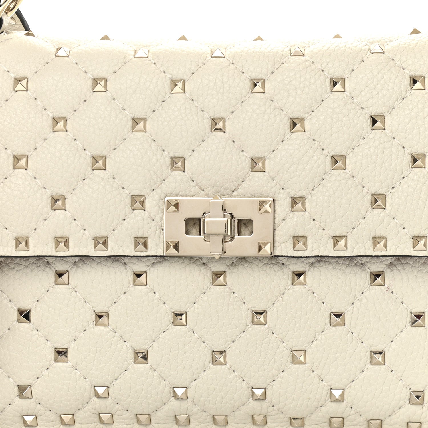 Valentino Garavani Grained Calfskin Medium Rockstud Spike Shoulder Bag Light Ivory 7 of 10