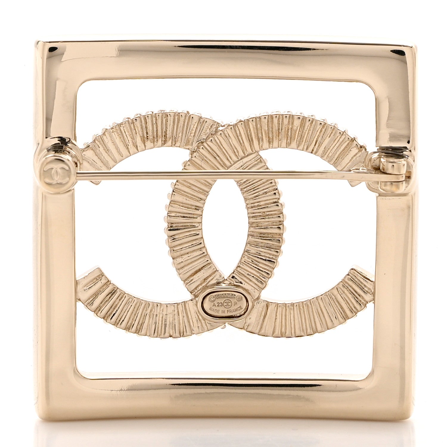Chanel Crystal CC Square Brooch Gold 3 of 4