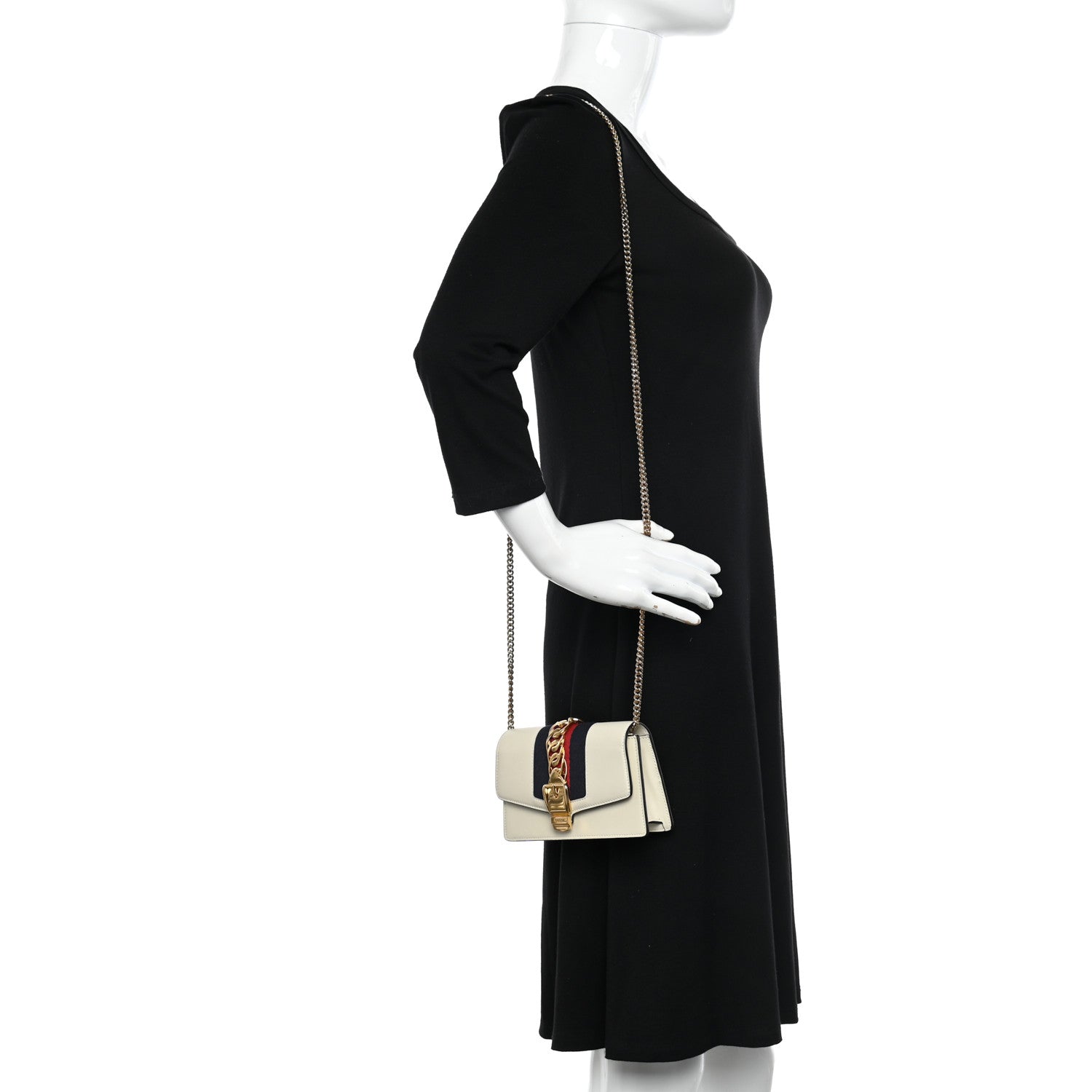 Gucci Calfskin Super Mini Sylvie Chain Shoulder Bag White 3 of 11