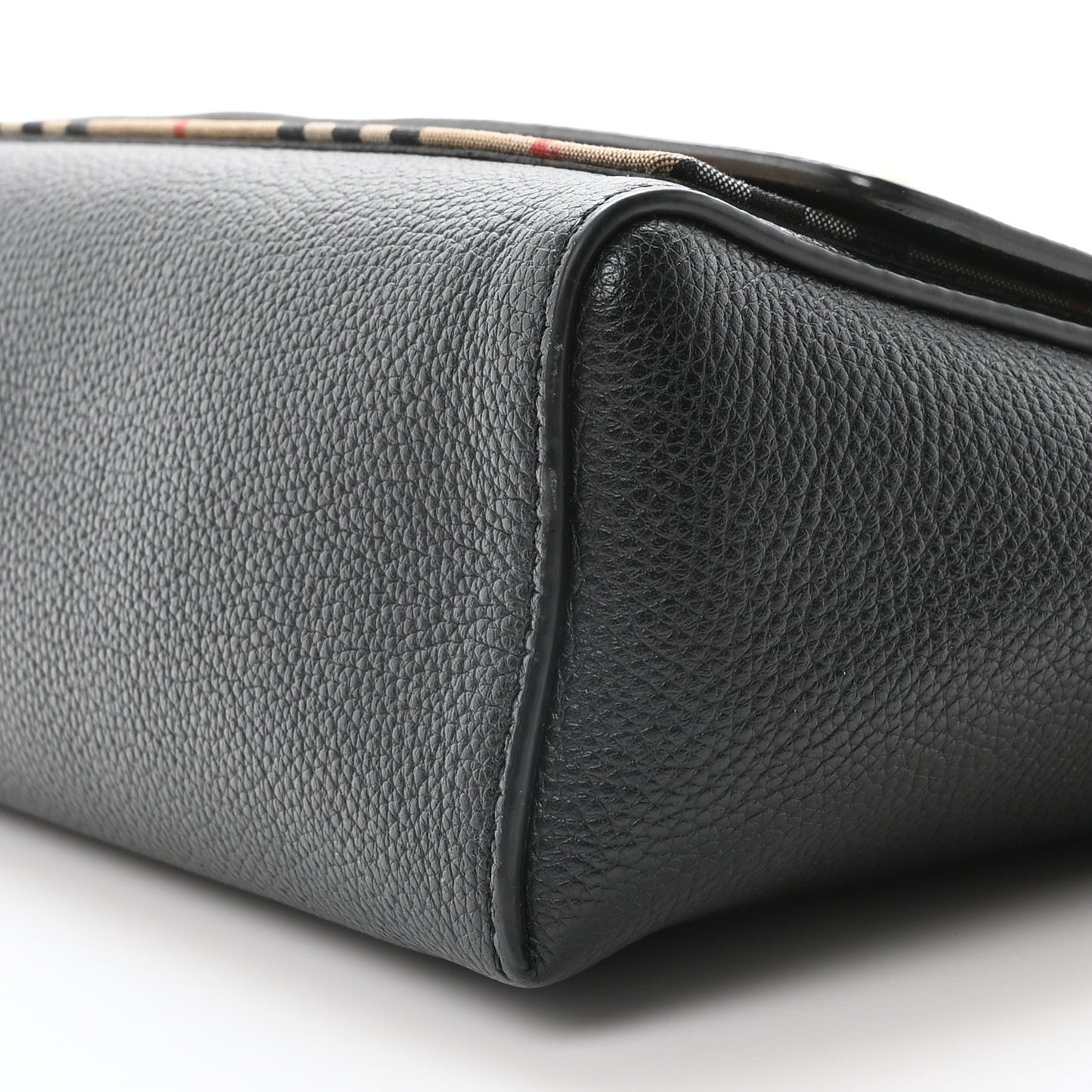 Coated Canvas Calfskin Vintage Check Medium Note Crossbody Bag Black