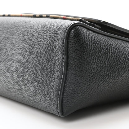 Burberry Coated Canvas Calfskin Vintage Check Medium Note Crossbody Bag Black 10 of 10