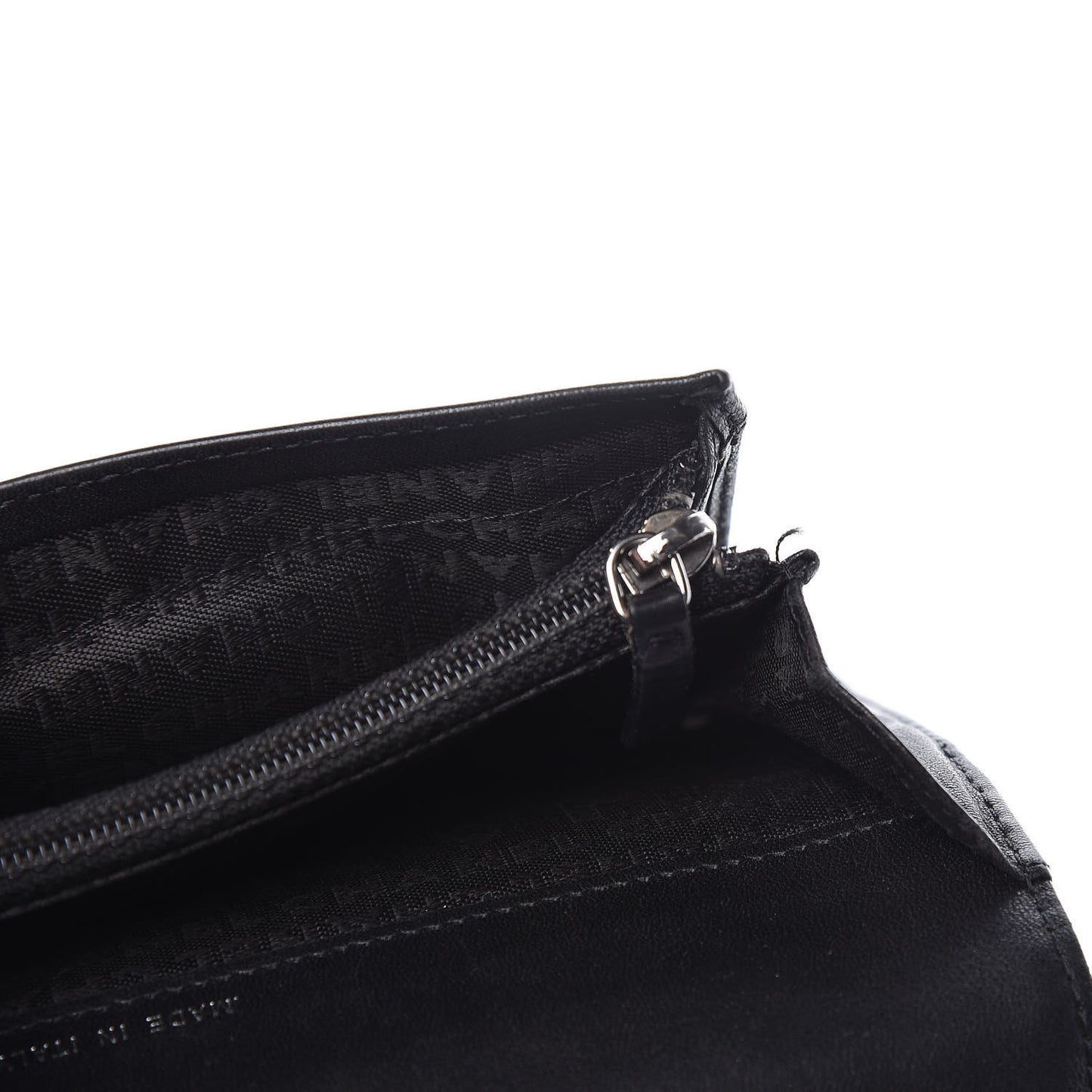 Lambskin Embossed Logo Yen Wallet Black