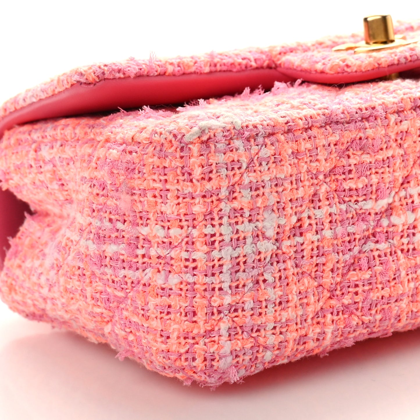 Tweed Quilted Mini Rectangular Flap Pink Multicolor