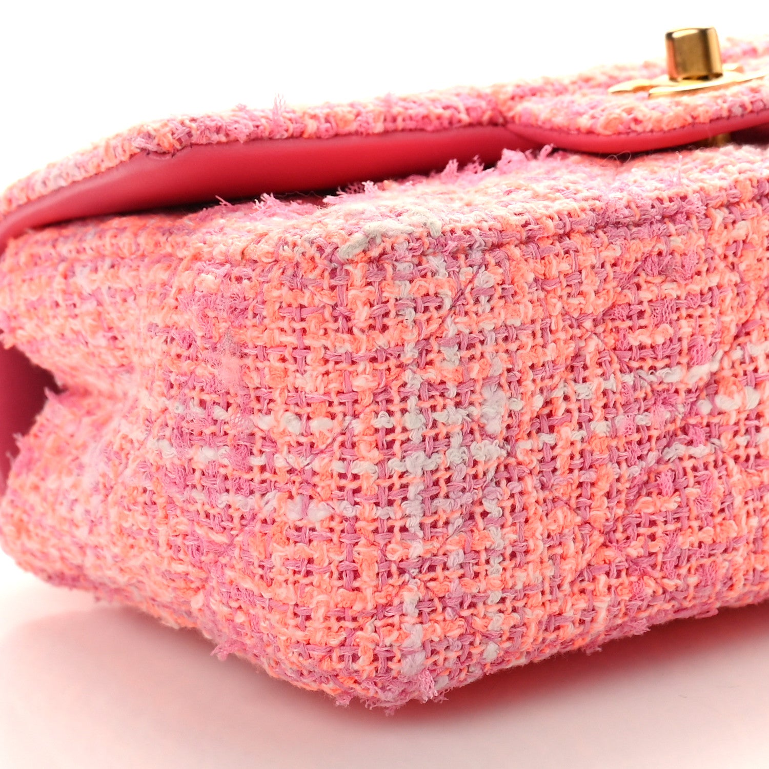 Chanel Tweed Quilted Mini Rectangular Flap Pink Multicolor 10 of 12