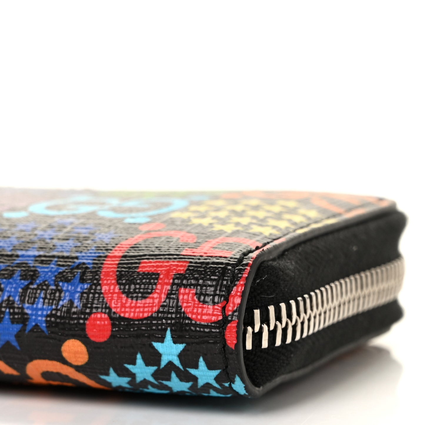 GG Supreme Monogram Psychedelic Zip Around Card Case Wallet Black