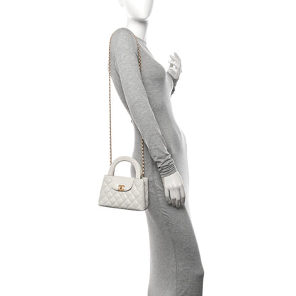Chanel Shiny Aged Calfskin Quilted Nano Kelly Shopper White 2 of 10