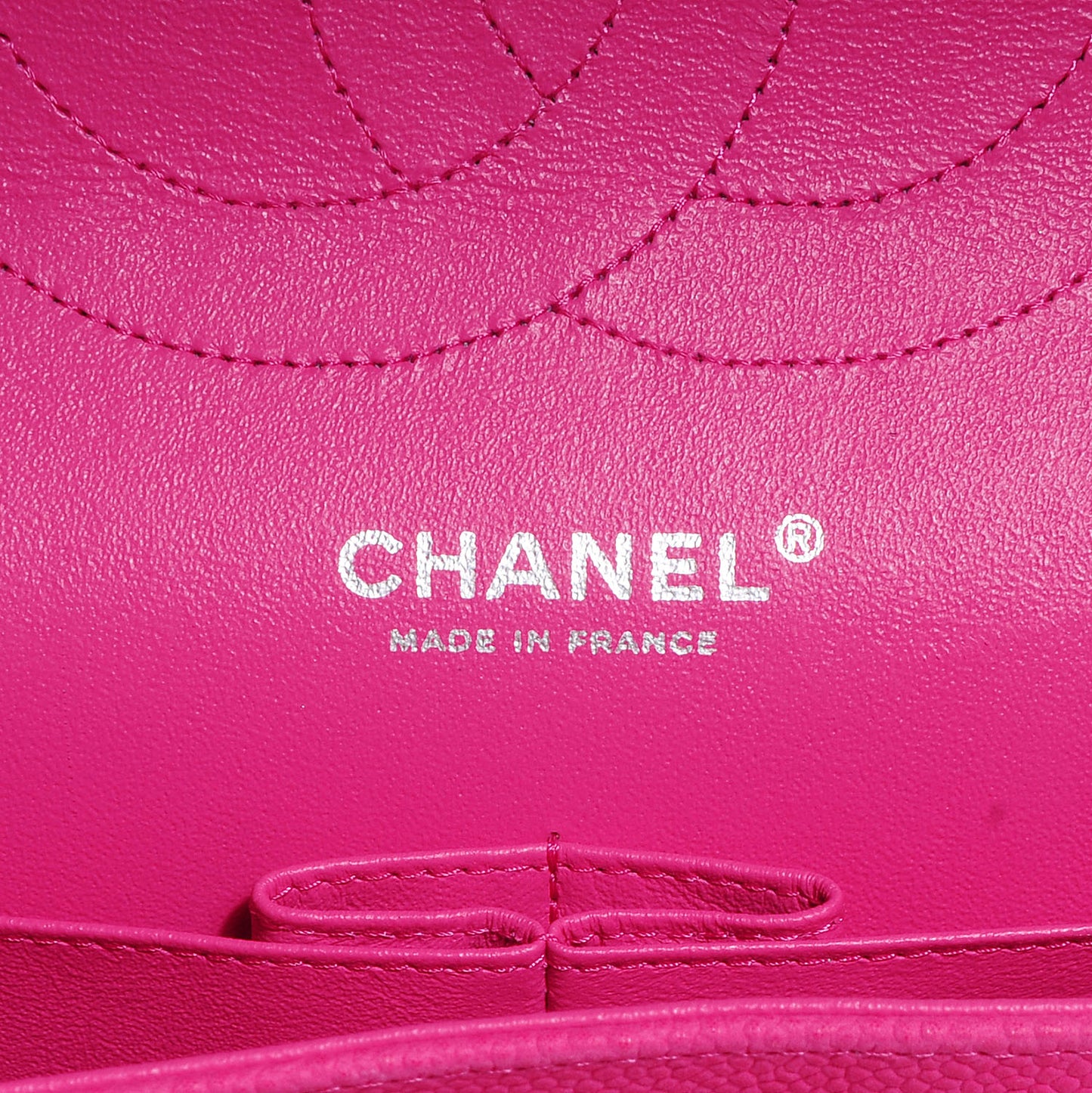 Iridescent Caviar Jumbo Double Flap Hot Pink