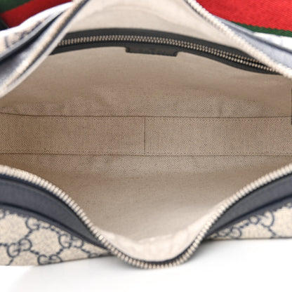 Gucci GG Supreme Monogram Textured Calfskin Web Large Attache Shoulder Bag Beige Blue 5 of 10