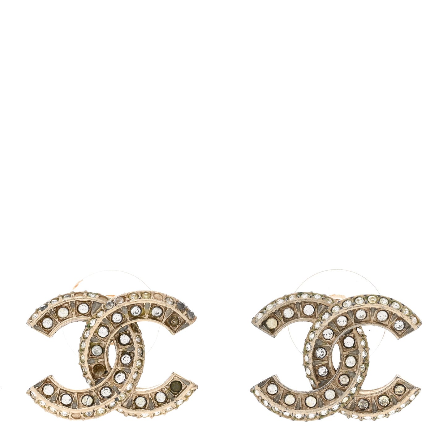 Crystal Timeless CC Earrings Light Gold