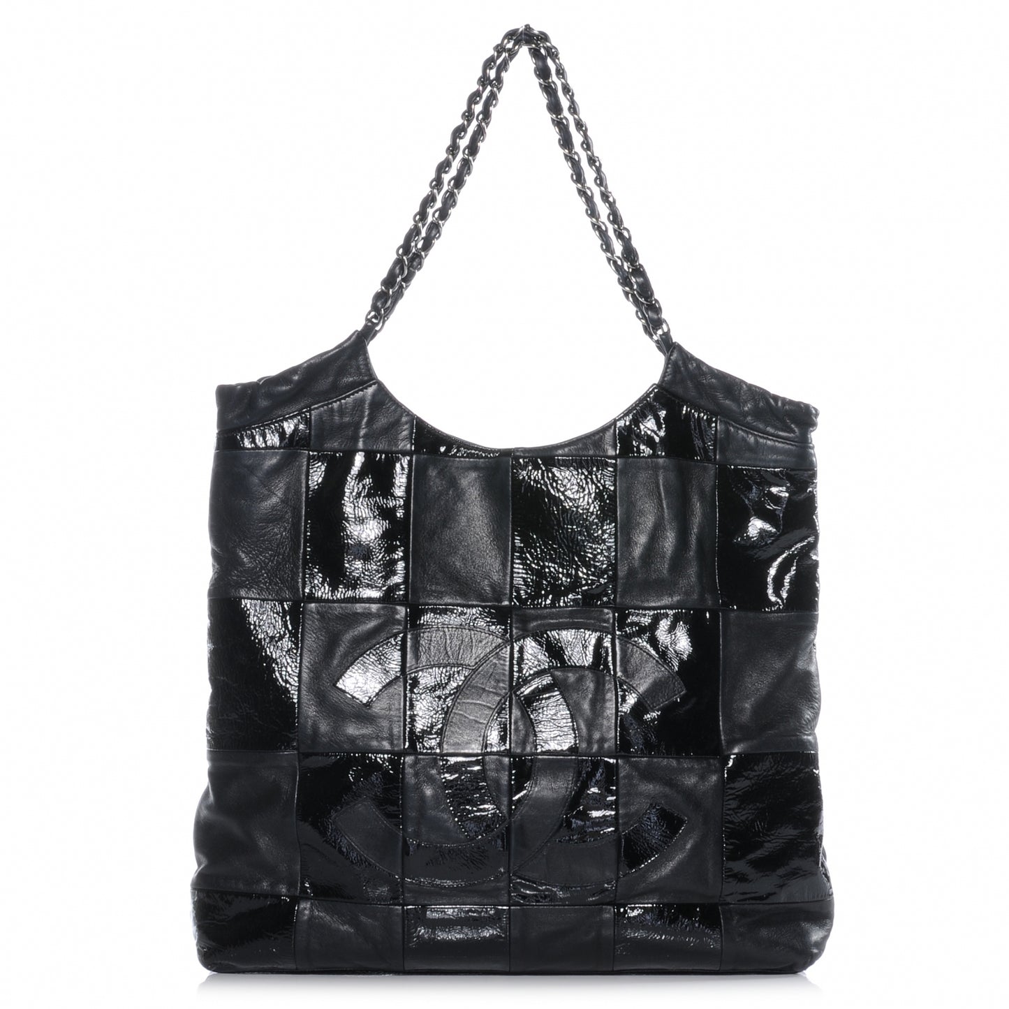 Patent Patchwork Brooklyn Tote Black