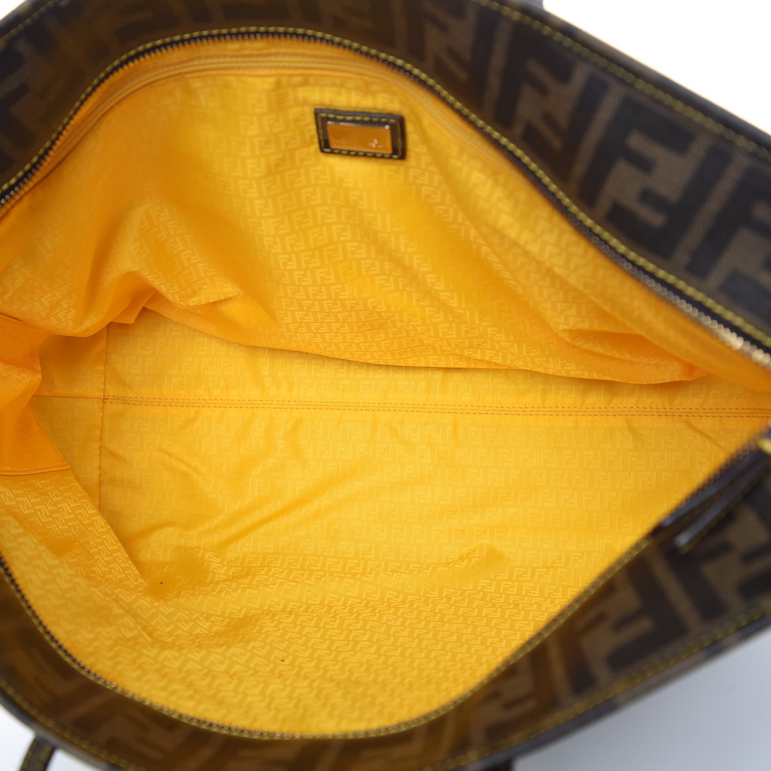 Fendi Zucca Spalmati Medium Roll Tote Tobacco Giallo 7 of 10