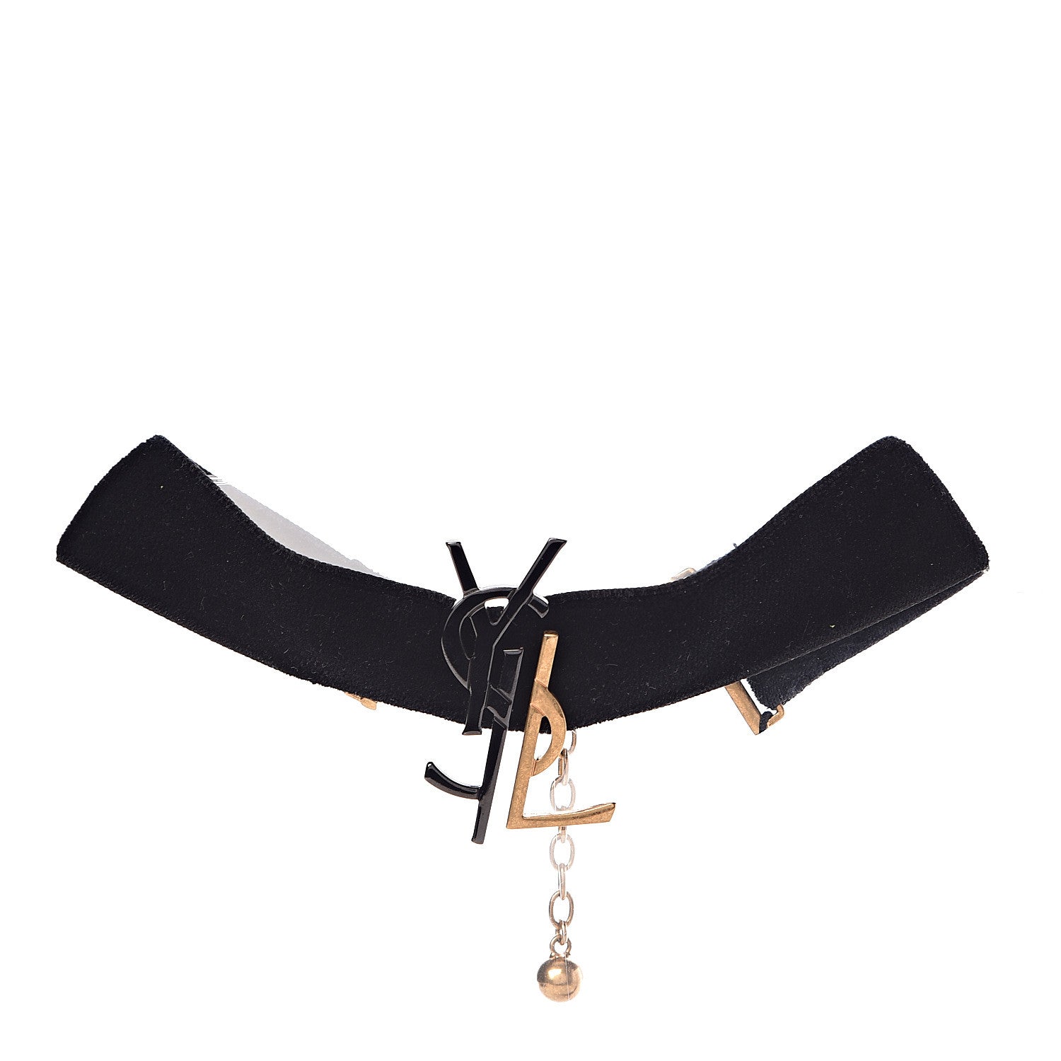 Saint Laurent Velvet Monogram Choker Black 1 of 5