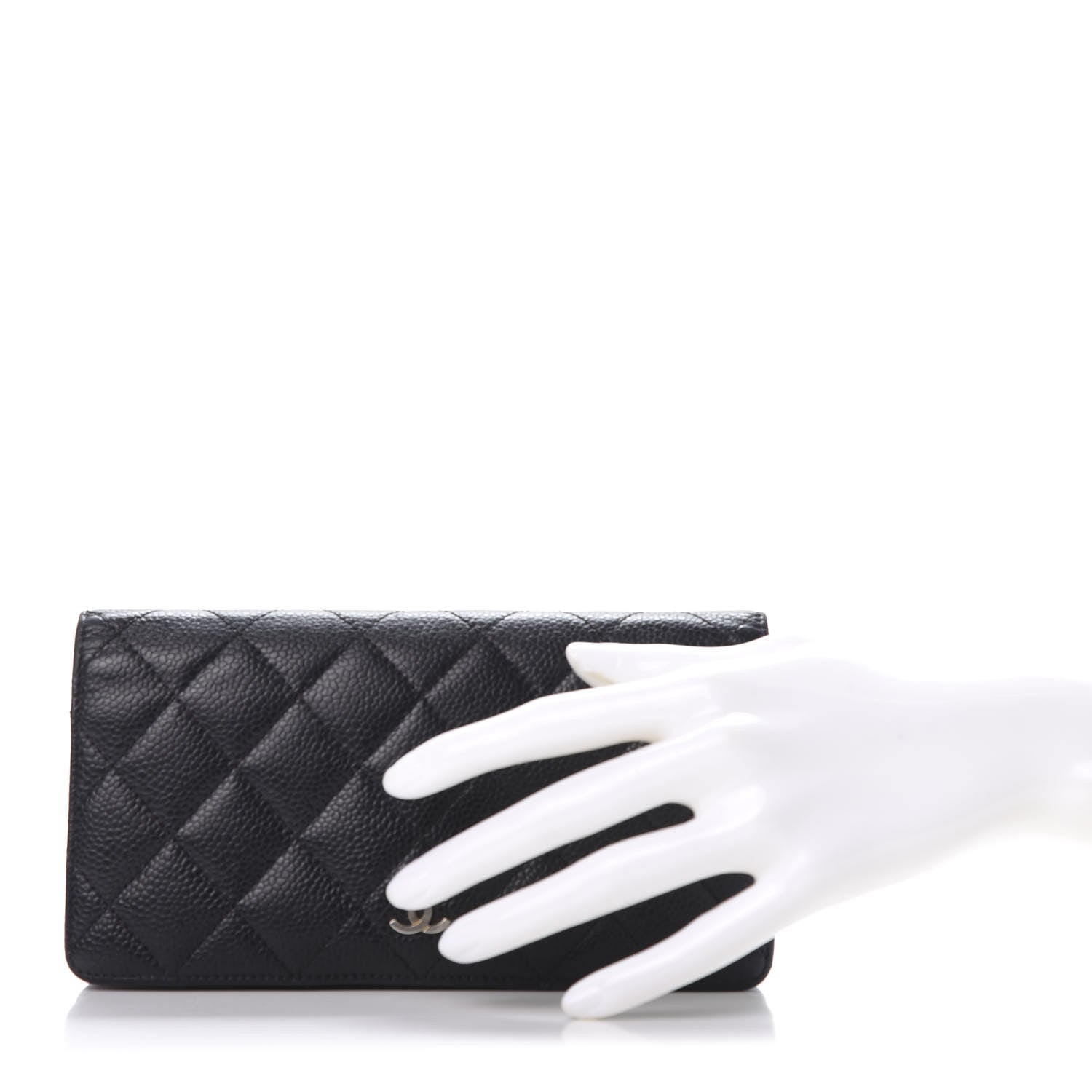 Chanel Caviar Quilted Yen Wallet Black 2 of 18