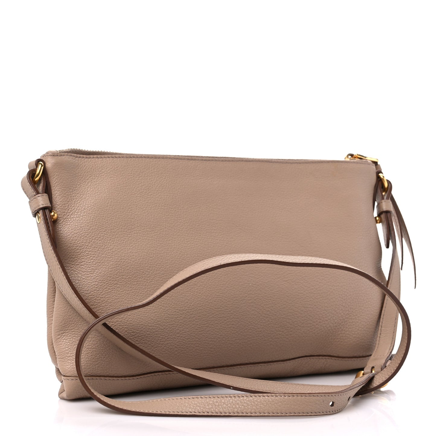 Vitello Daino Zippered Shoulder Bag Cammeo