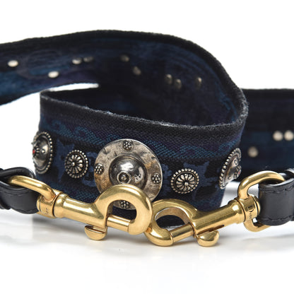 Christian Dior Canvas Embroidered Studded Bohemian Shoulder Strap Blue 3 of 5