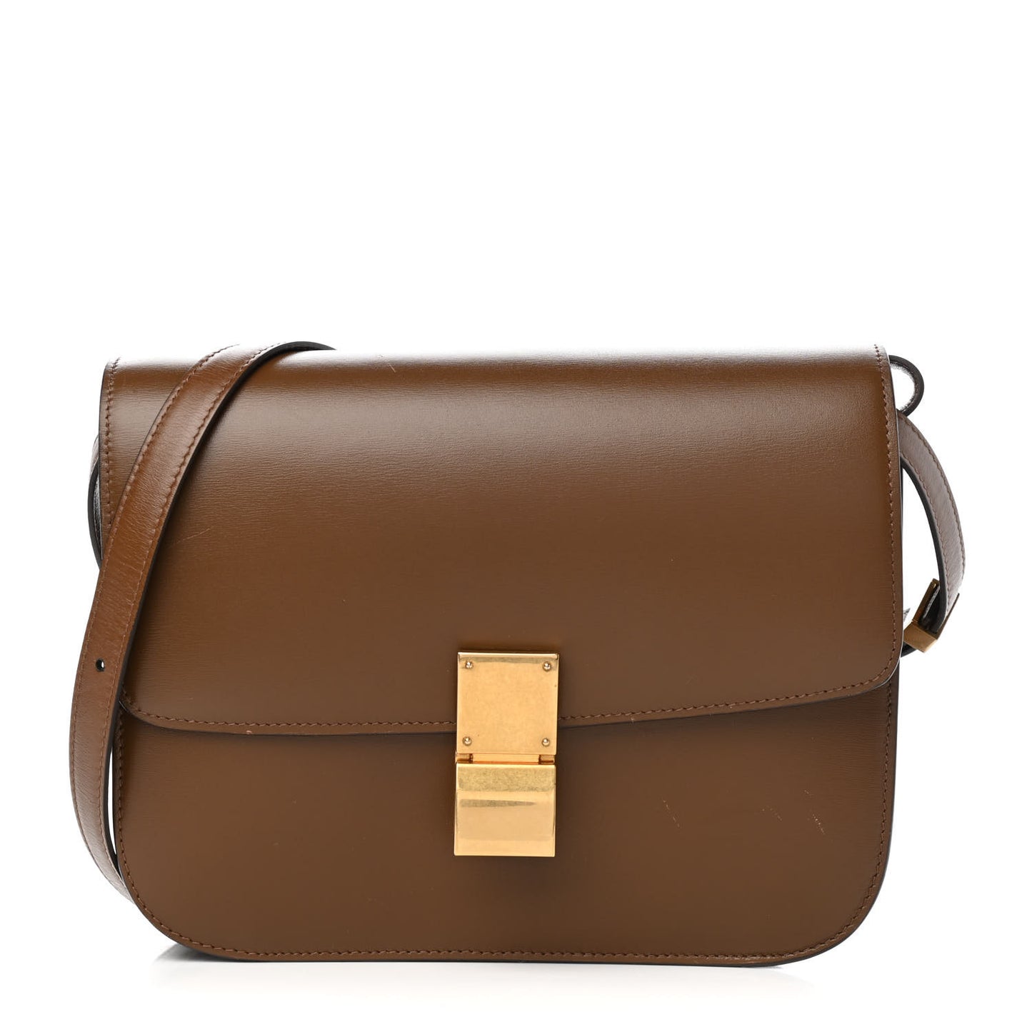 Box Calfskin Medium Classic Box Flap Bag Camel