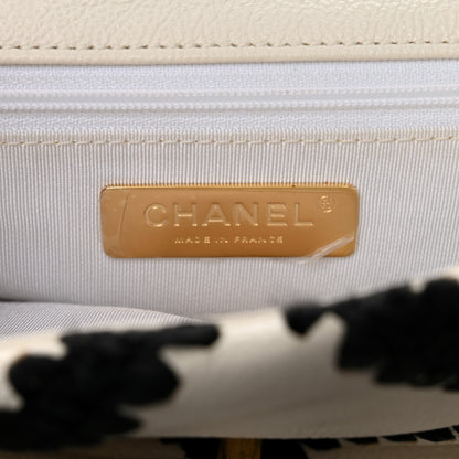 Chanel Calfskin Crochet Medium Chanel 19 Flap White Black 6 of 12