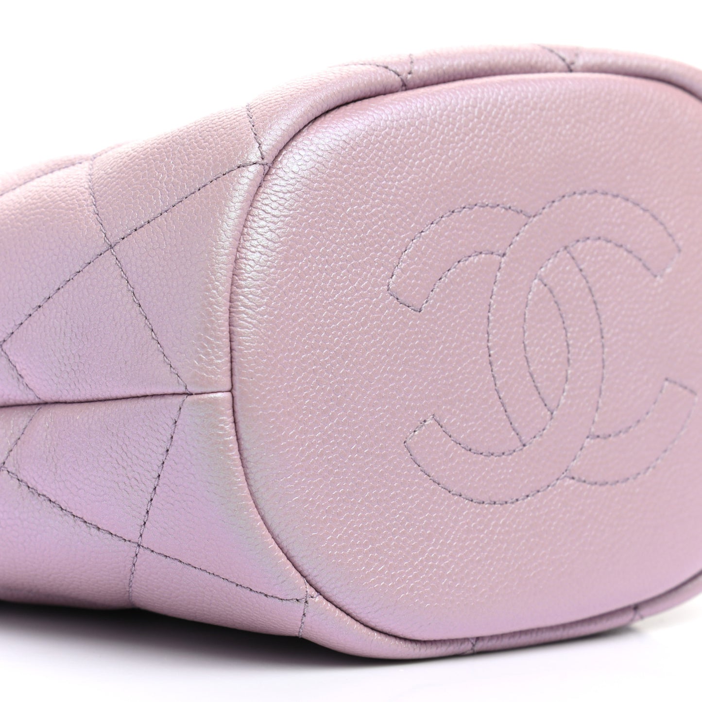 Iridescent Caviar Quilted My Perfect CC Bucket Drawstring Bag Pink