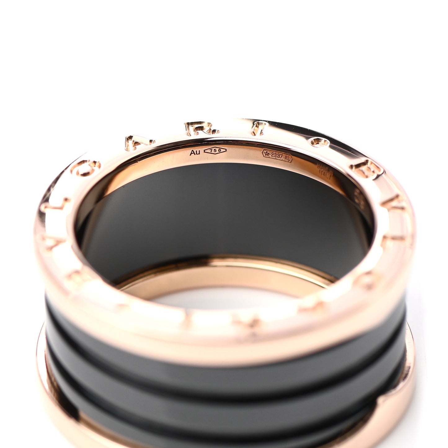 18K Rose Gold Black Ceramic B.Zero1 Four-Band Ring 59 8.75