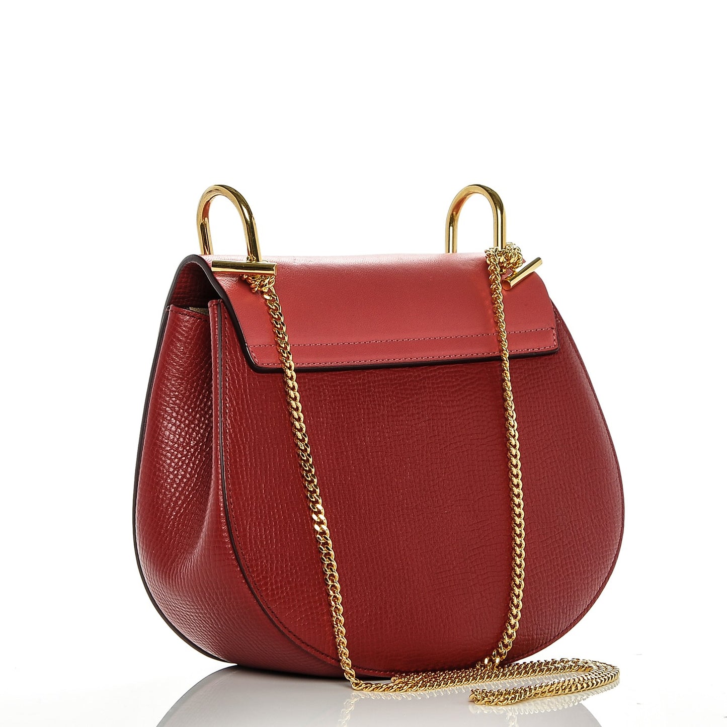 Grained Calfskin Lambskin Drew Shoulder Bag Red