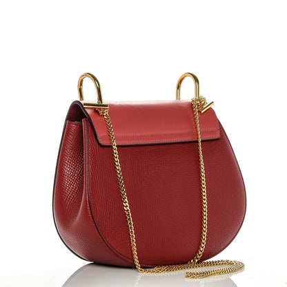Chloe Grained Calfskin Lambskin Drew Shoulder Bag Red 3 of 7
