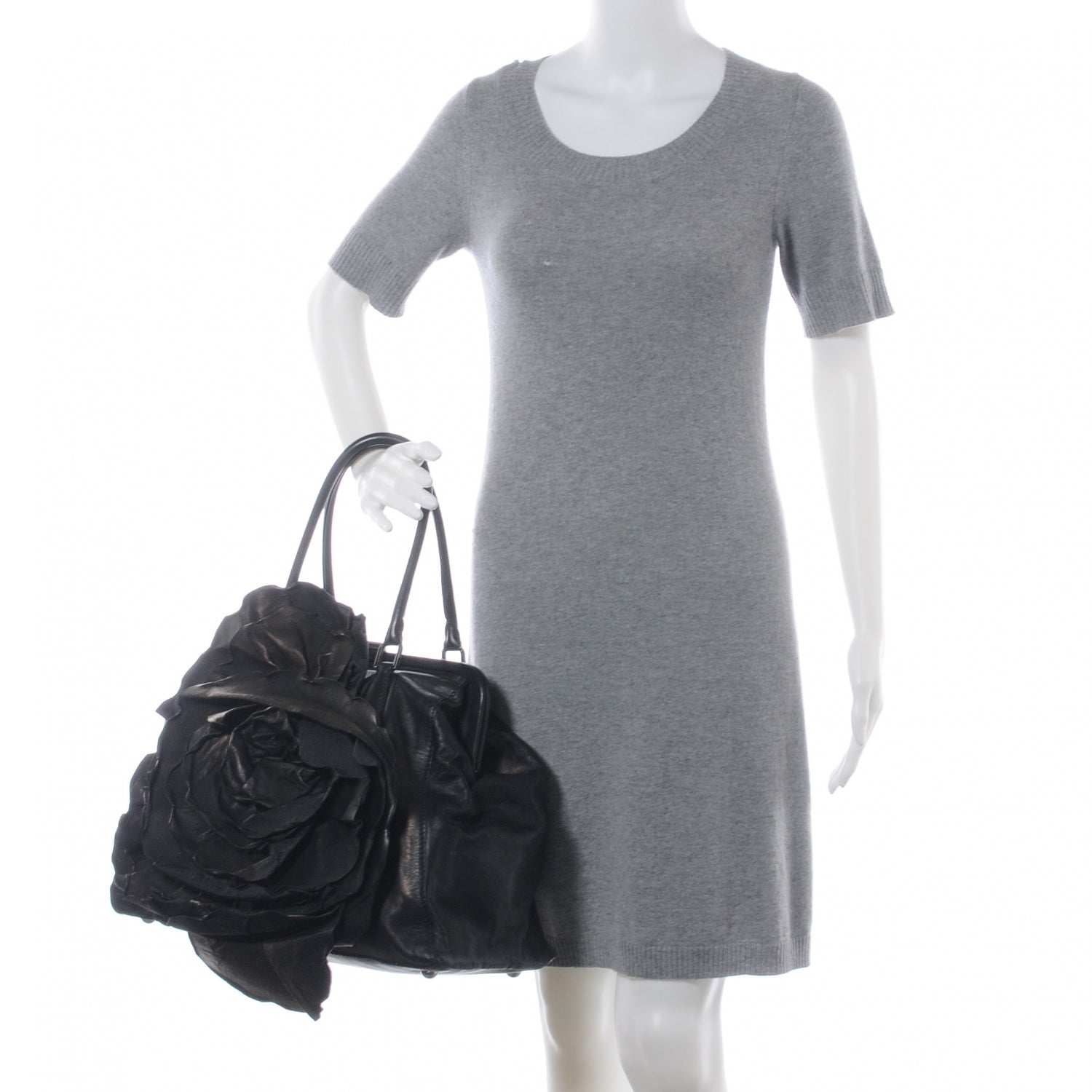 Valentino Garavani Leather Frame Petale Handbag Black 2 of 7