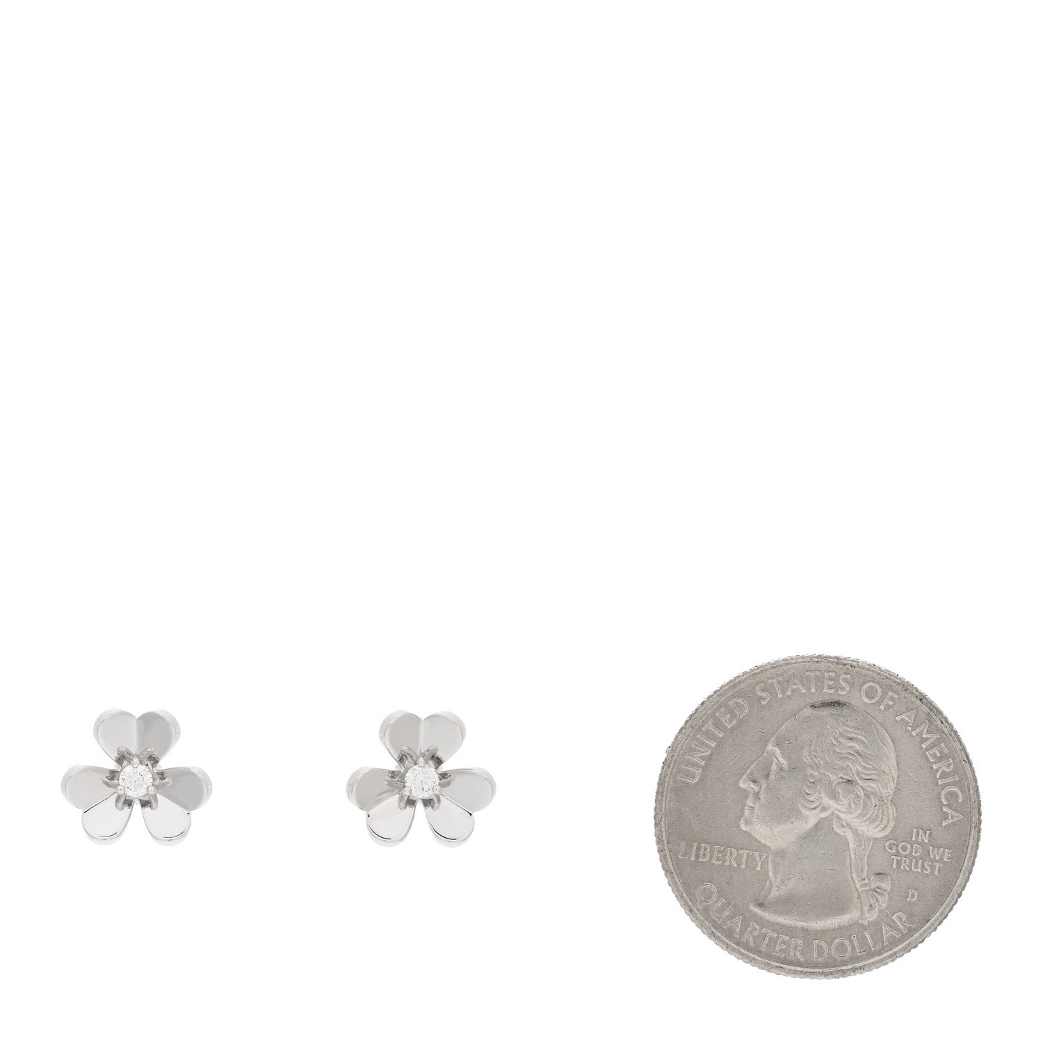 Van Cleef & Arpels 18K White Gold Diamond Mini Frivole Earrings 2 of 4