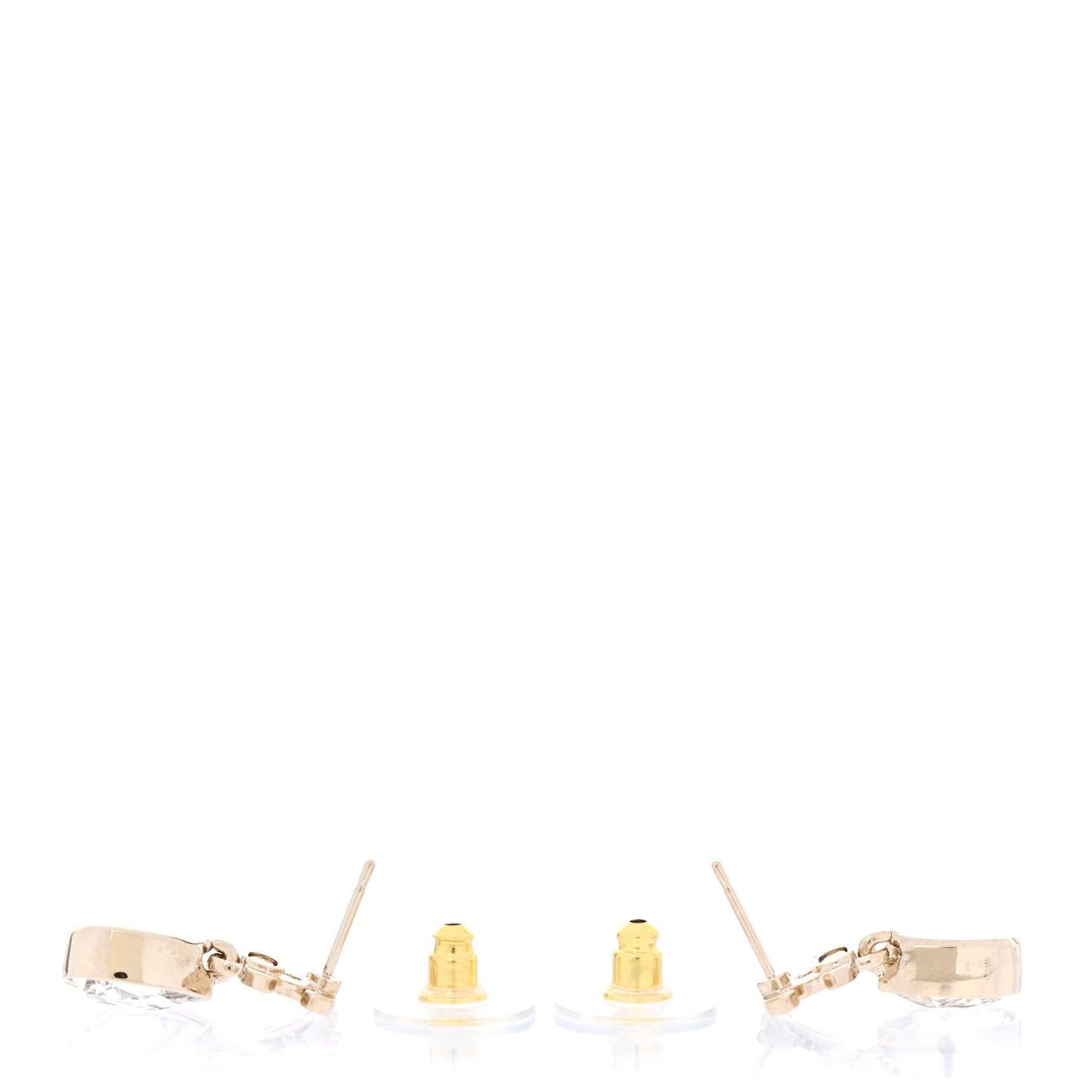 Crystal CC Tear Drop Earrings Gold