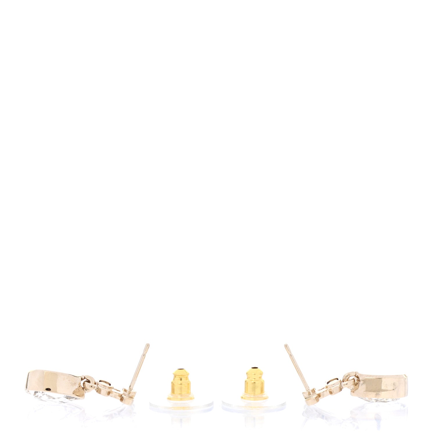 Chanel Crystal CC Tear Drop Earrings Gold 3 of 5