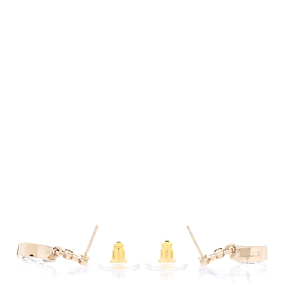Chanel Crystal CC Tear Drop Earrings Gold 3 of 5