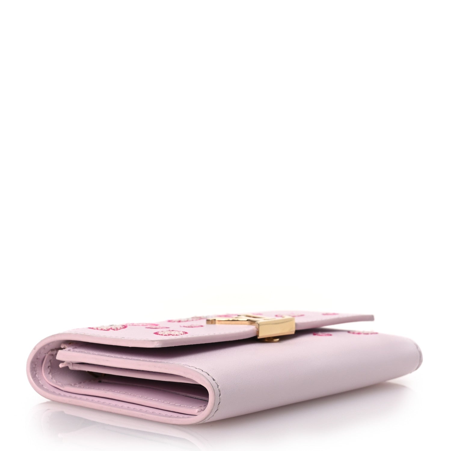 Louis Vuitton LV X TM Lambskin Embroidered Cherry Blossom Capucines Compact Wallet Pink 4 of 11