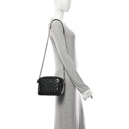 Saint Laurent Calfskin Y Quilted Monogram Small Loulou Bowling Bag Black 2 of 11