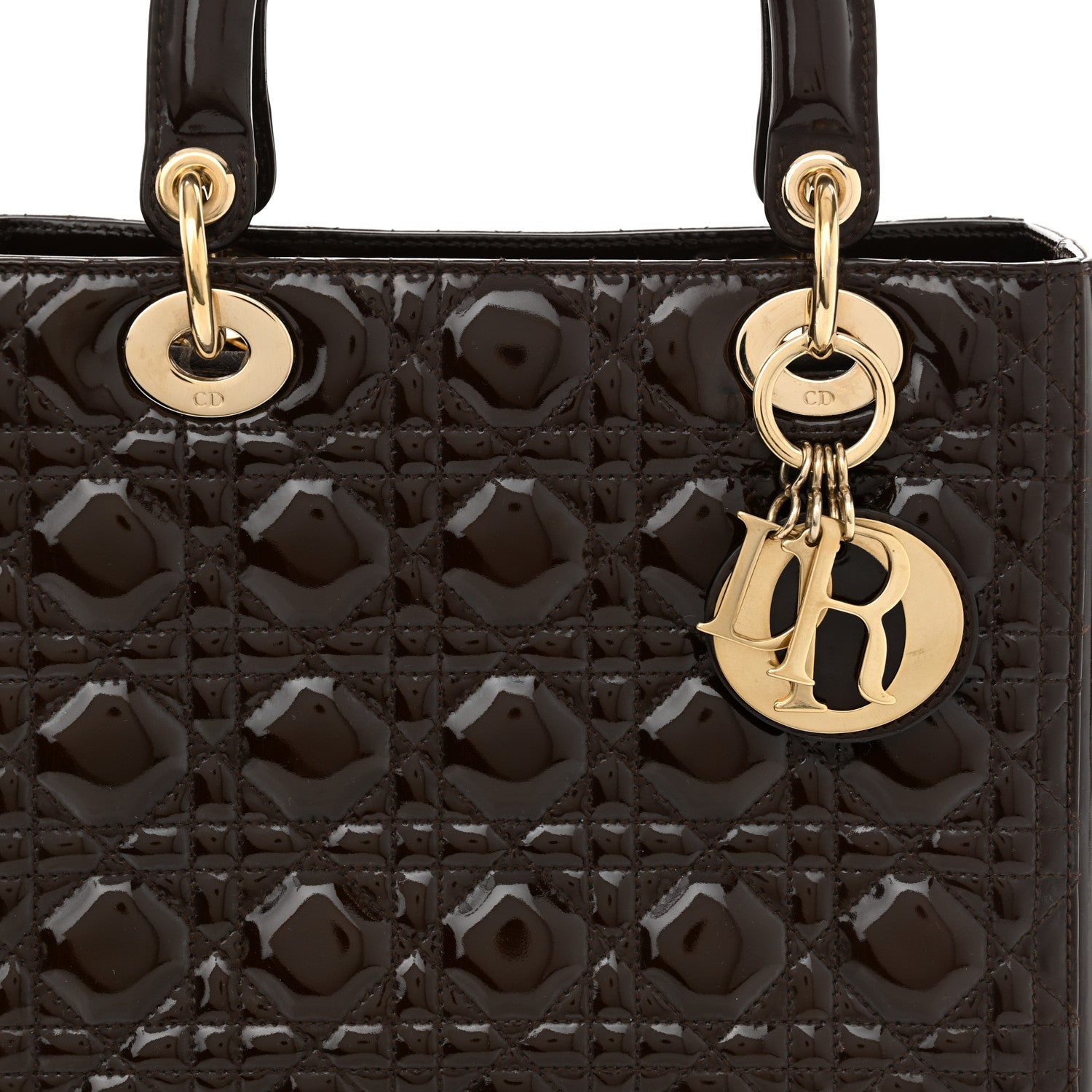 Christian Dior Patent Cannage Medium Lady Dior Dark Brown 8 of 14