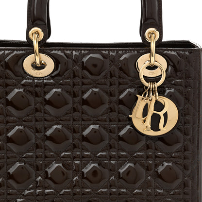 Christian Dior Patent Cannage Medium Lady Dior Dark Brown 8 of 14