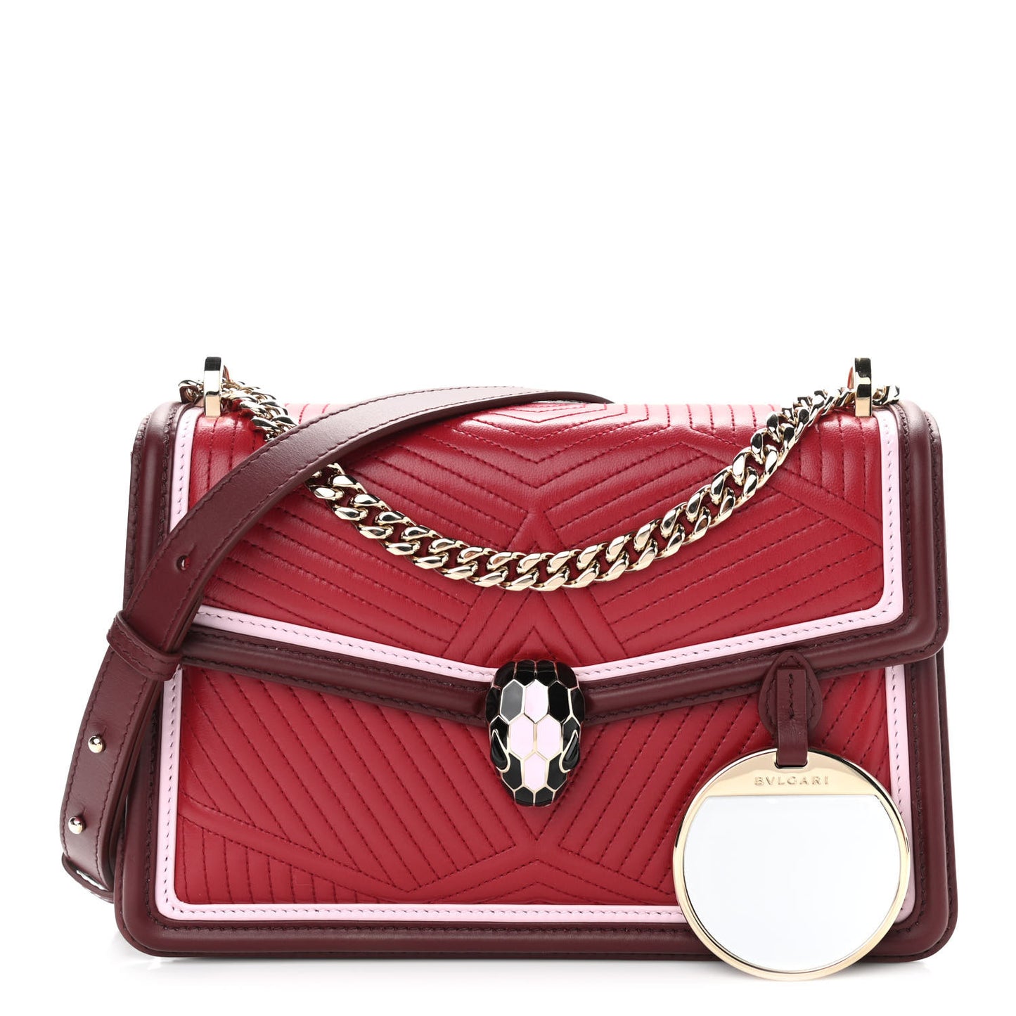 Quilted Nappa Smooth Calfskin Serpenti Forever Diamond Blast Shoulder Bag Red