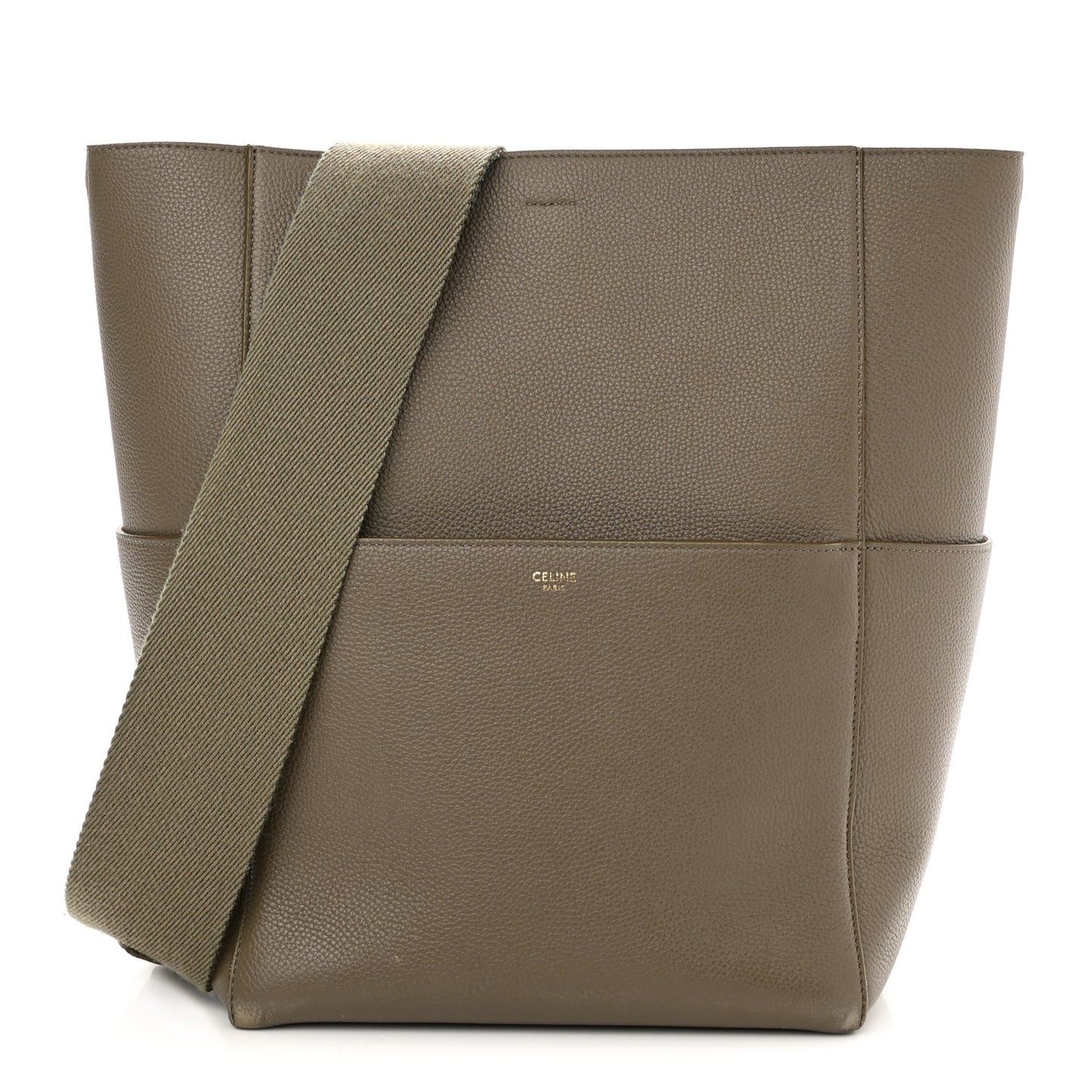 Soft Grained Calfskin Sangle Bucket Bag Taupe