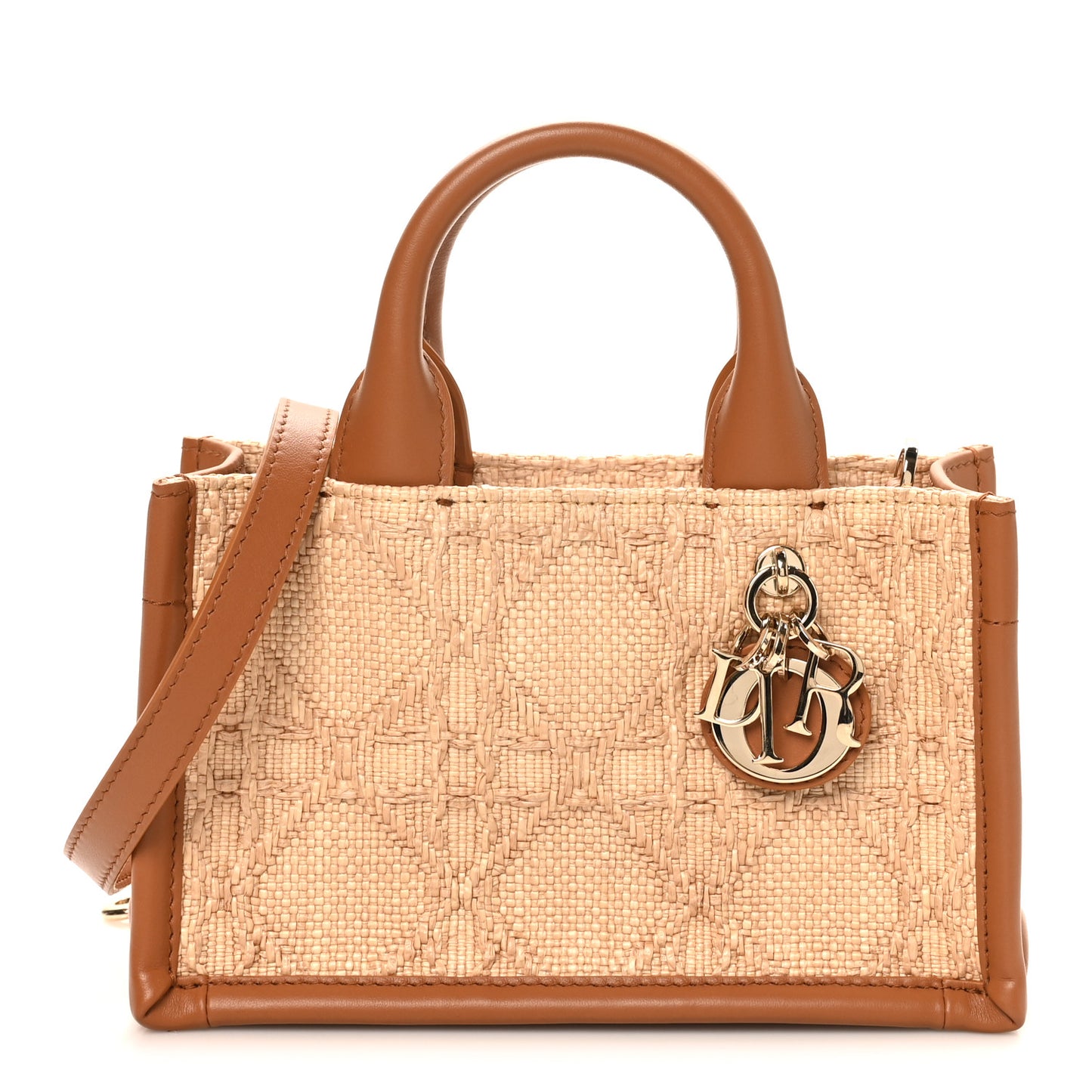 Raffia Cannage Mini Dior Book Tote Beige