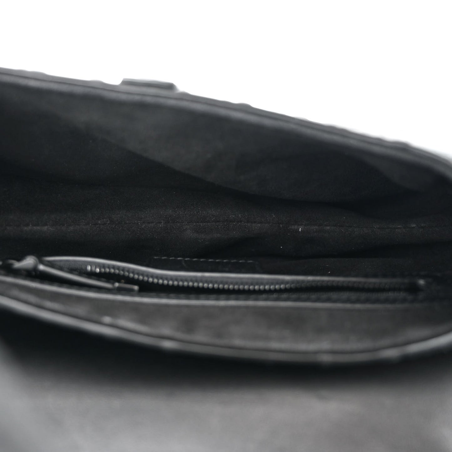 Calfskin Embossed Oblique Saddle Bag Black