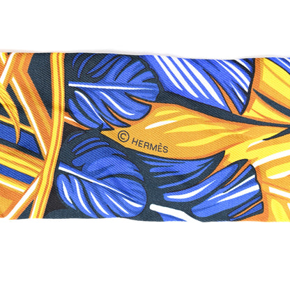 Hermes Silk La Danse Pacifique Twilly Bleu Nuit Jaune Vif 4 of 4