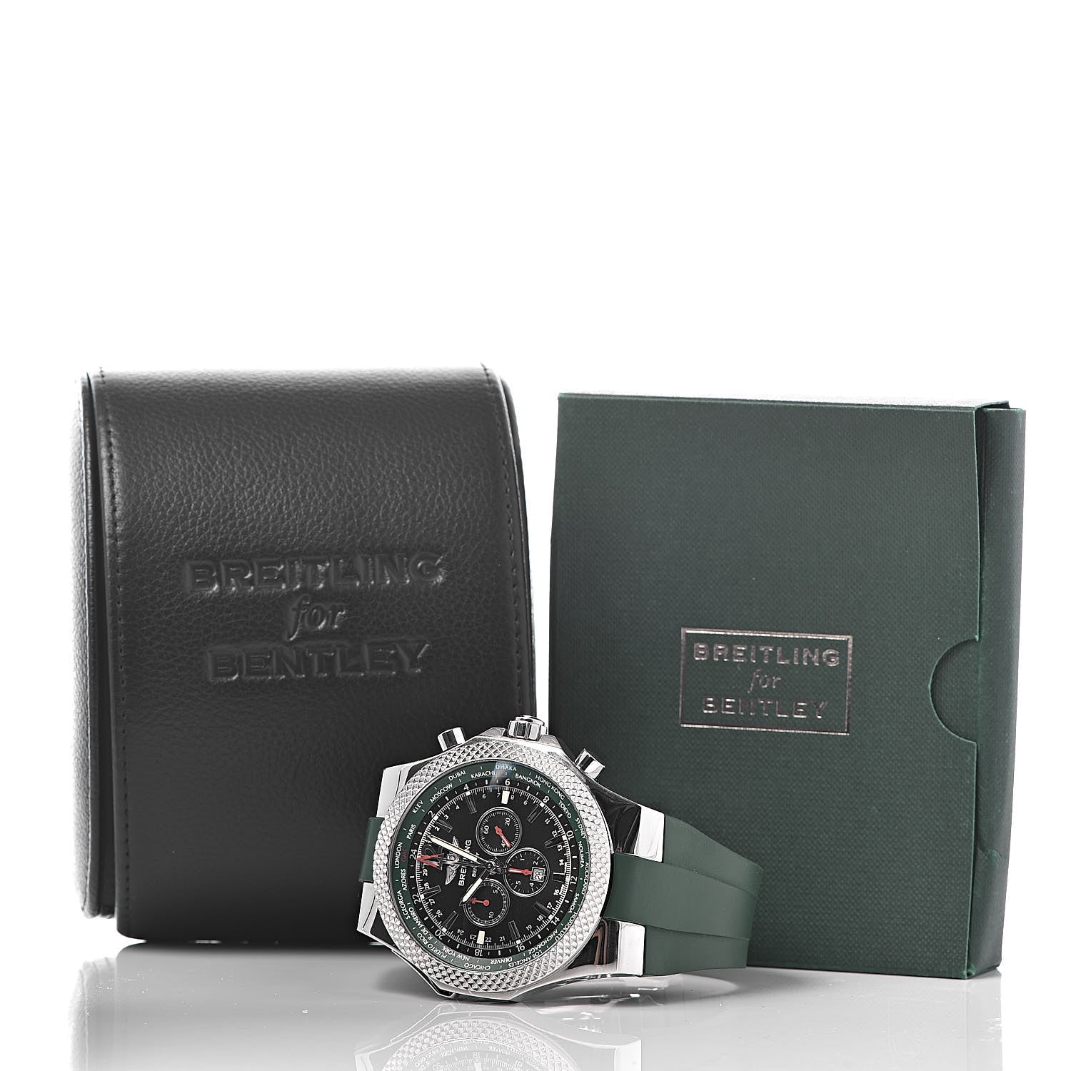 Breitling Stainless Steel Rubber 49mm Bentley GMT Chronograph Automatic Watch Green A47362 9 of 9