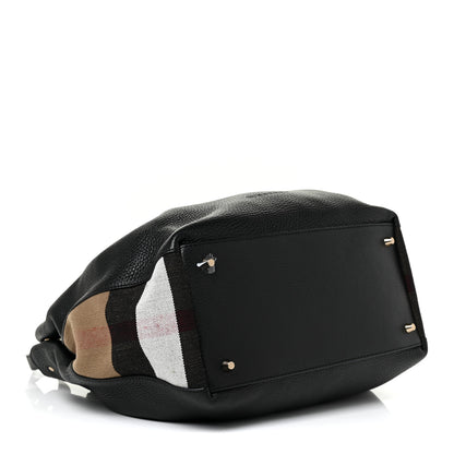 Burberry Grainy Calfskin House Check Medium Maidstone Black 4 of 13