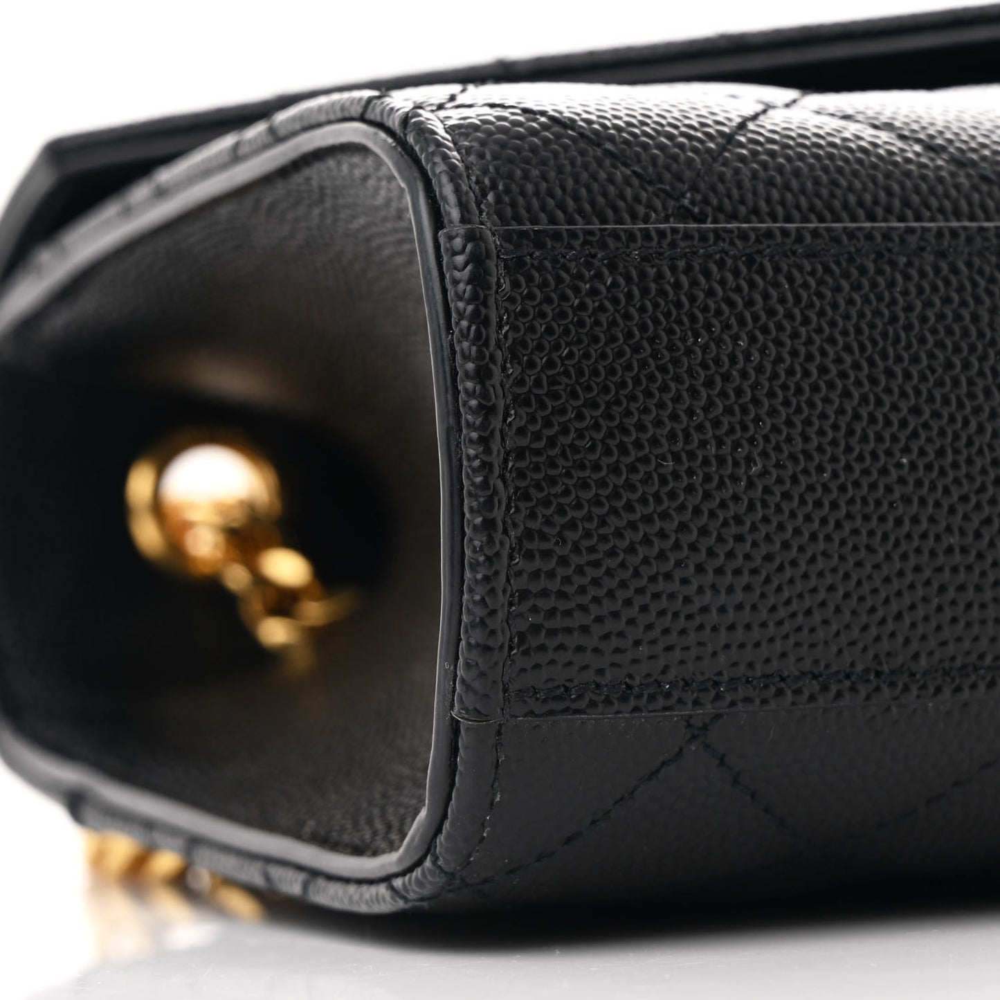 Grain De Poudre Textured Mixed Matelasse Triquilt Small Monogram Satchel Black