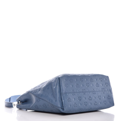 MCM Calfskin Ottomar Monogram Large Klara Hobo Luft Blue 5 of 8